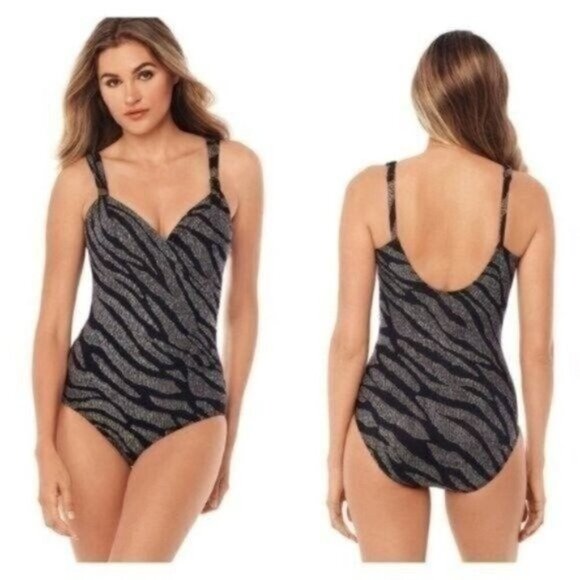Miraclesuit Angelfish Siren Platinum Gray Sweetheart 14 One Piece Swimsuit NWT - Picture 1 of 9